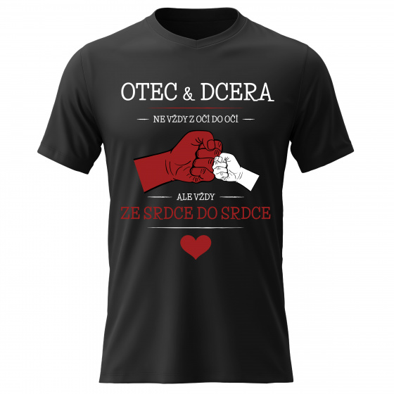 Dámské  bavlněné tričko s potiskem - OTEC & DCERA - černé