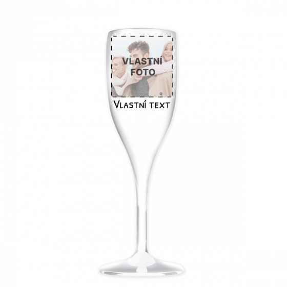 Personalizovaná nerozbitná prosecco sklenice s fotografií 