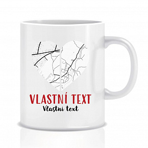 Personalizovaný klasický bílý keramický hrníček 300 ml - Dvě místa, jedno srdce