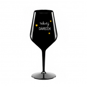 TEKUTÝ DÁREČEK - černá nerozbitná sklenice na víno 470 ml
