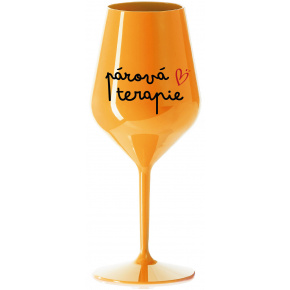 PÁROVÁ TERAPIE - oranžová nerozbitná sklenice na víno 470 ml