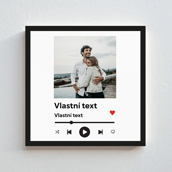 Personalizovaný magický fotoobraz v rámu - čtverec 20x20 - hudební přehrávač