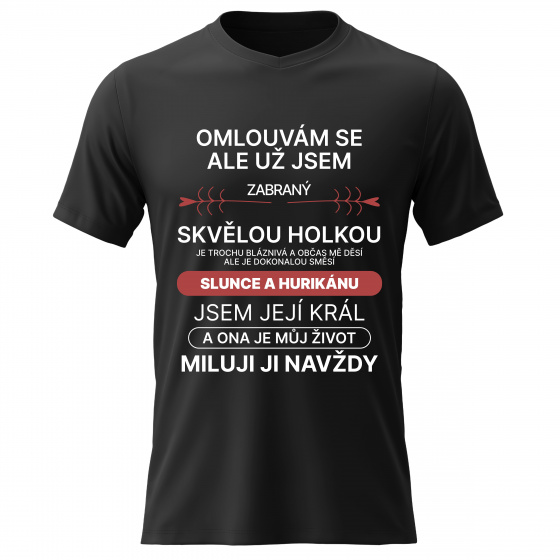 Pánské bavlněné tričko s potiskem - ZABRANÝ SKVĚLOU HOLKOU - černé 